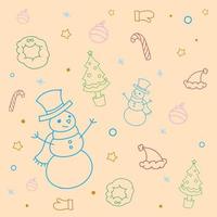 Merry Christmas Happy New Year  background pattern. Vector illustration doodles, icons style vector