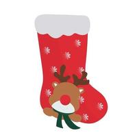 Decorated christmas sock, christmas stocking. vector