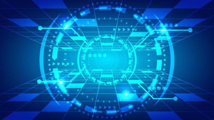 futuristic innovation technology background concept. virtual glowing blue light Hi tech HUD screen display