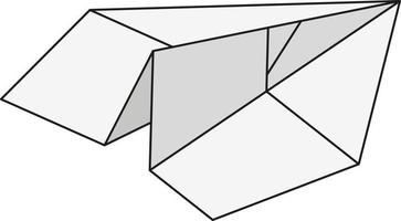 avión de papel aterrizado en vista isométrica. vector