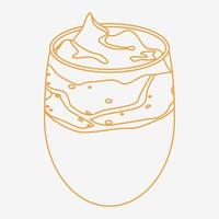 Editable Outline Style Top Side View Korean Dalgona Coffee Vector Illustration in Bulbous Glass Mug for Cafe and Beverage Related Design