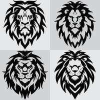 set bundle simple line art logo lion premium vector