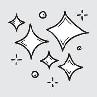 conjunto de garabatos de estrellas vectoriales icono brillante, icono de superficie limpia. estrellas de efecto de luz brillante y explosión brillante. aislado sobre fondo blanco. ilustración vectorial vector