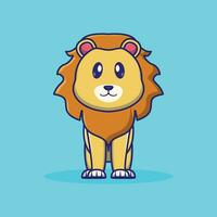 Cartoon illustration of a cute Lion standing. Animal concept. vector