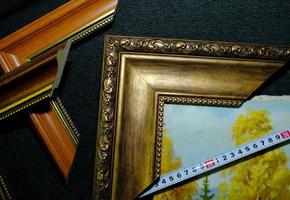 Artwork on canvas and samples of frames photo