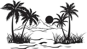 Beach silhouettes art vector