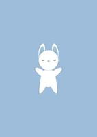 Illustration of a sad white bunny that lies with its paws spread out on a blue background of blue monday vector