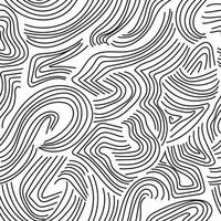 Monochrome wave seamless pattern hand-drawn doodle background vector