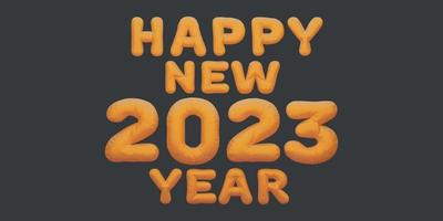 2023 feliz año nuevo números de lámina de helio inflable dorado estilo de globos de pan.ilustración vectorial eps10 vector