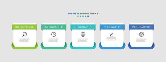 plantilla de diseño de línea de tiempo de infografía empresarial con información de 5 pasos y opciones. vector premium con signo o símbolo editable. eps10 vector