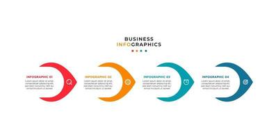 plantilla de diseño de línea de tiempo de infografía empresarial con información de 4 pasos y opciones. vector premium con signo o símbolo editable. eps10 vector