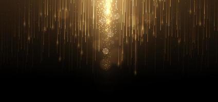 Abstract elegant gold glowing line with lighting effect sparkle on black background. Template premium award design. vector