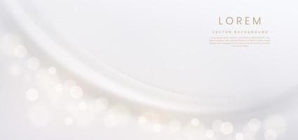 3D curve white background with bokeh effect and copy space for text. Luxury style template design. vector