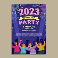 Firework Party With Friend Poster Template vector