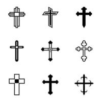 Bundle of Christian Symbols Glyph Icons vector