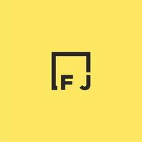 FJ initial monogram logo with square style design vector