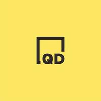 QD initial monogram logo with square style design vector