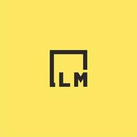 LM initial monogram logo with square style design vector