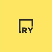 RY initial monogram logo with square style design vector