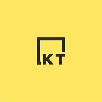 logotipo de monograma inicial kt con diseño de estilo cuadrado vector