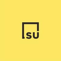 SU initial monogram logo with square style design vector