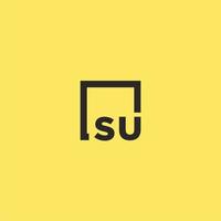 SU initial monogram logo with square style design vector