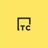 logotipo de monograma inicial tc con diseño de estilo cuadrado vector
