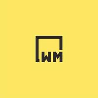 WM initial monogram logo with square style design vector