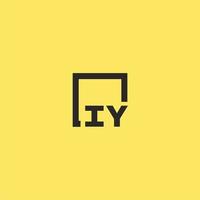 IY initial monogram logo with square style design vector