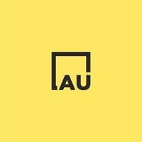 AU initial monogram logo with square style design vector