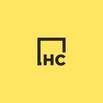 HC initial monogram logo with square style design vector