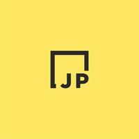 JP initial monogram logo with square style design vector