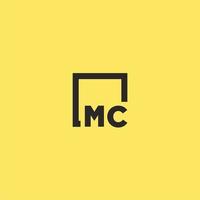 MC initial monogram logo with square style design vector