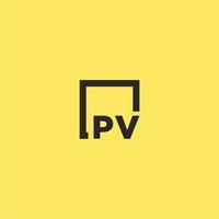 PV initial monogram logo with square style design vector
