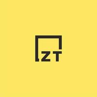 logotipo de monograma inicial zt con diseño de estilo cuadrado vector