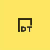 DT initial monogram logo with square style design vector