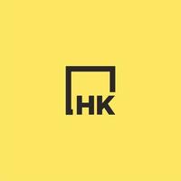 HK initial monogram logo with square style design vector
