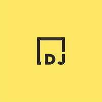 DJ initial monogram logo with square style design vector