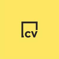 logotipo de monograma inicial cv con diseño de estilo cuadrado vector