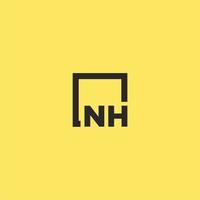 NH initial monogram logo with square style design vector