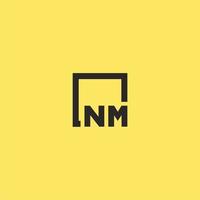 NM initial monogram logo with square style design vector