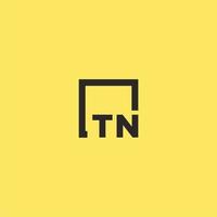 logotipo de monograma inicial tn con diseño de estilo cuadrado vector