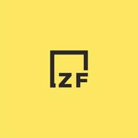 logotipo de monograma inicial zf con diseño de estilo cuadrado vector