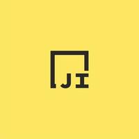 JI initial monogram logo with square style design vector