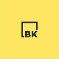 logotipo de monograma inicial bk con diseño de estilo cuadrado vector
