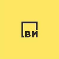 BM initial monogram logo with square style design vector