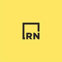 logotipo de monograma inicial rn con diseño de estilo cuadrado vector