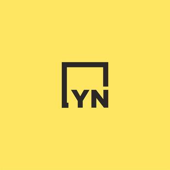 YN initial monogram logo with square style design vector