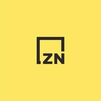 ZN initial monogram logo with square style design vector