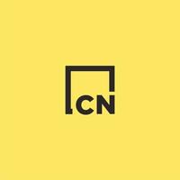logotipo de monograma inicial cn con diseño de estilo cuadrado vector